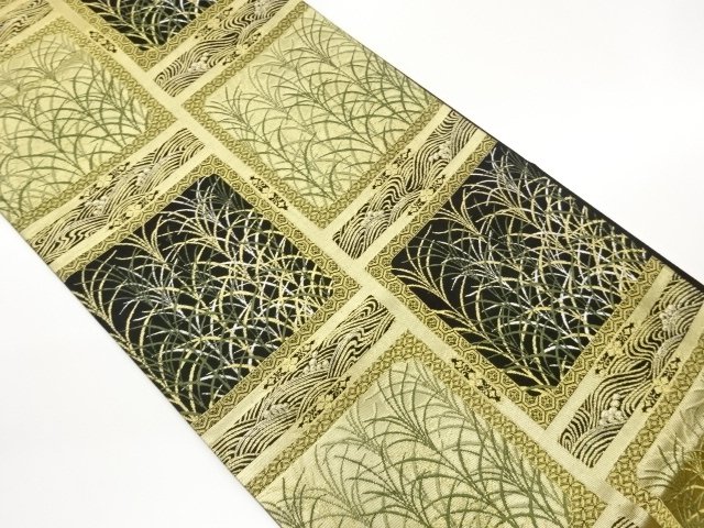 JAPANESE KIMONO / FUKURO OBI / WOVEN ROUGH WAVE & PLANT 